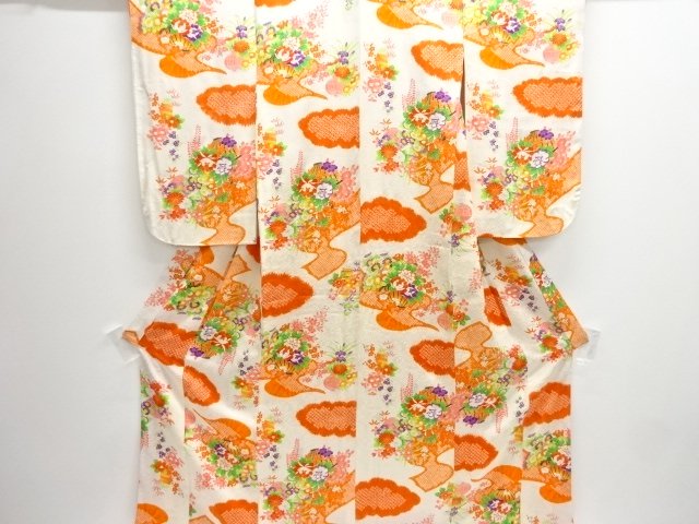 JAPANESE KIMONO / ANTIQUE KIMONO / SILK / SHIBORI / FLOWER BASKET